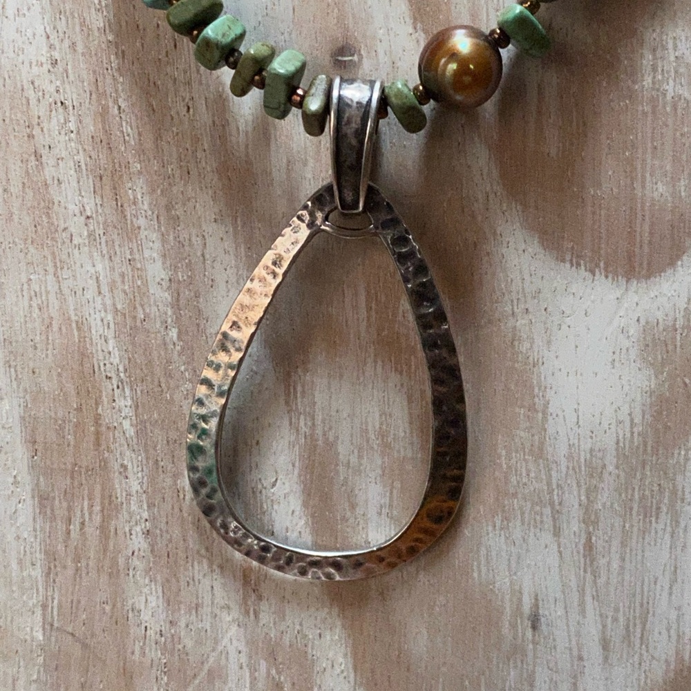 SILPADA sterling Silver and green howlite Beaded Necklace N1786 18”+2” extender - Picture 3 of 3